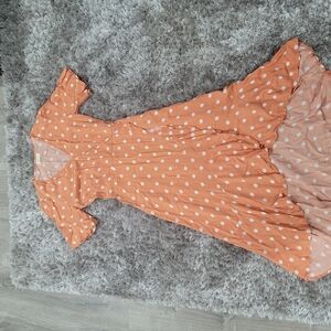 MELLODAY Orange Polka Dot High Low Dress